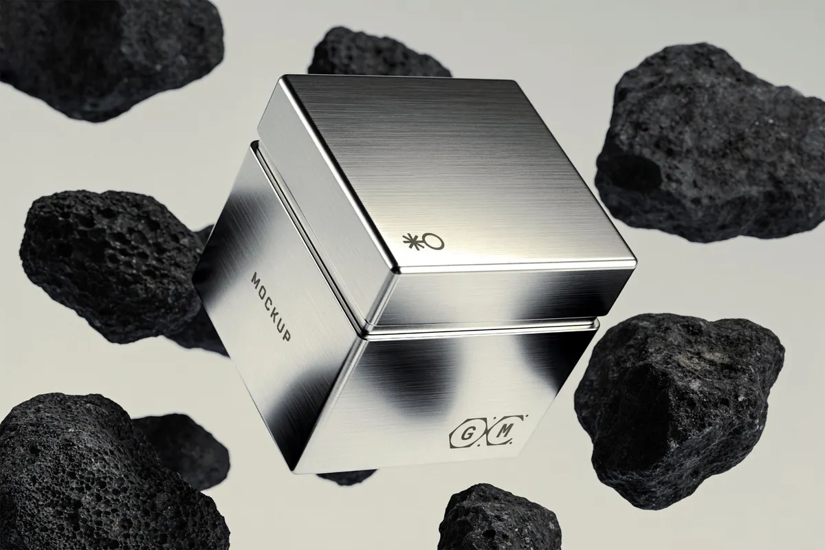 Square Metallic Box Mockup