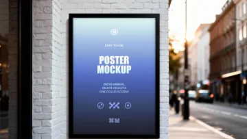White Brick Wall Poster Mockup