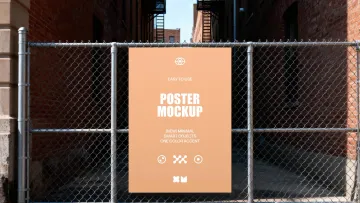 Steel-Wire Fence Poster Mockup
