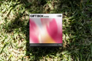 Gift Box Mockup on Grass