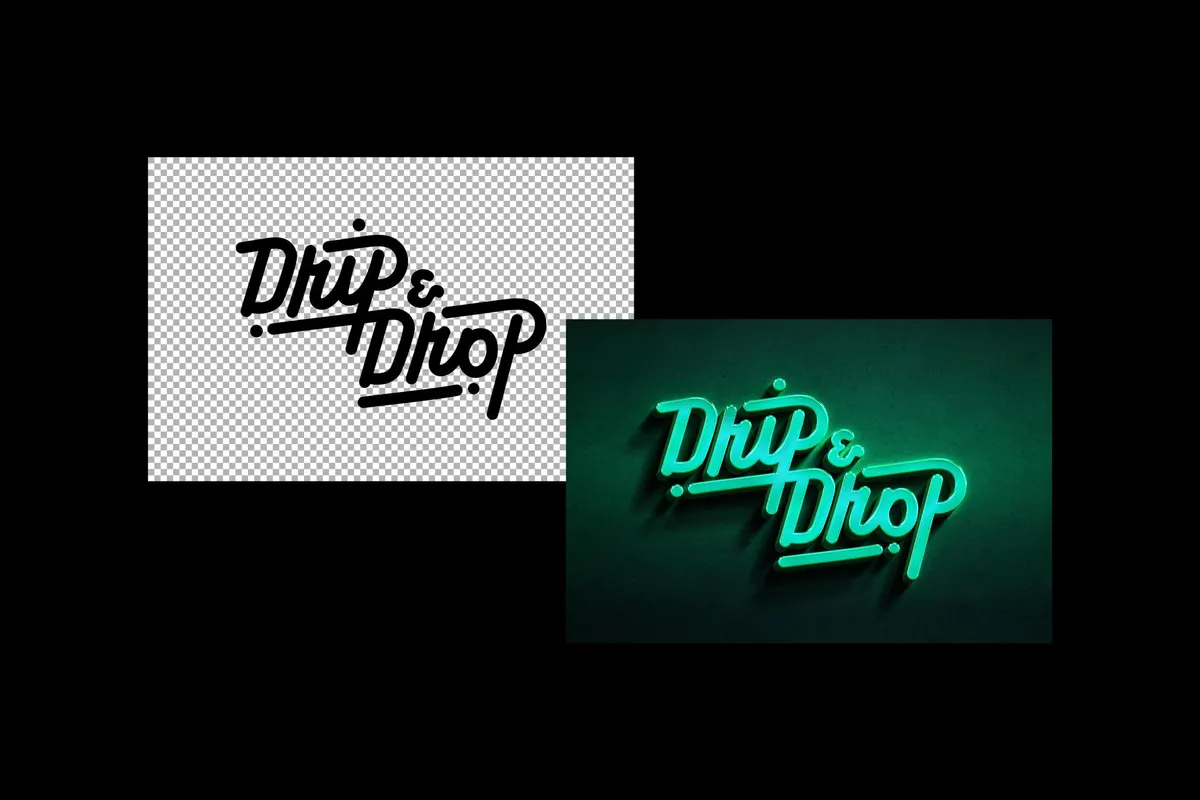 Marine 3D Neon Logo Mockup