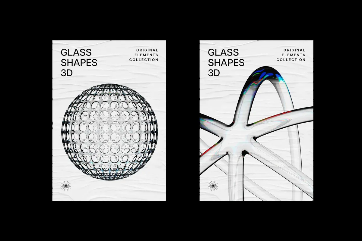 3D Glass Abstract Shapes