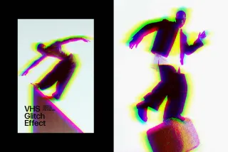 VHS Glitch Poster Photo Effect