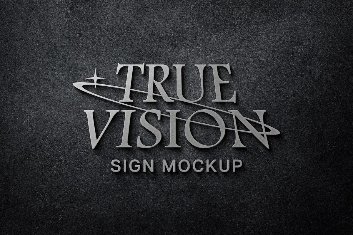 Luxury Silver Signboard Logo Mockup