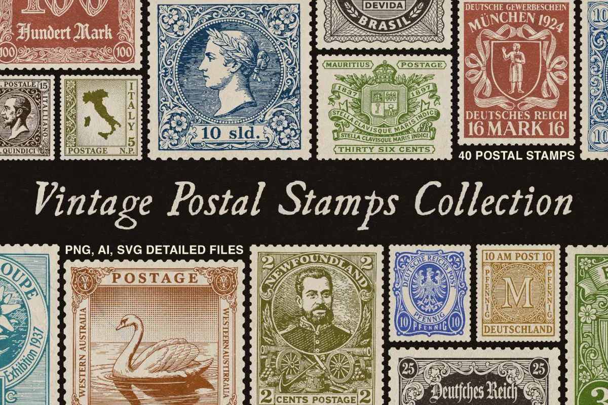 Vintage Postage Stamps Collection