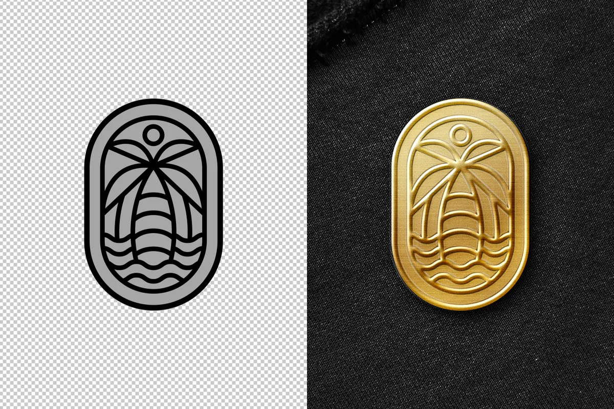 Gold Embossed Pin Logo Mockup