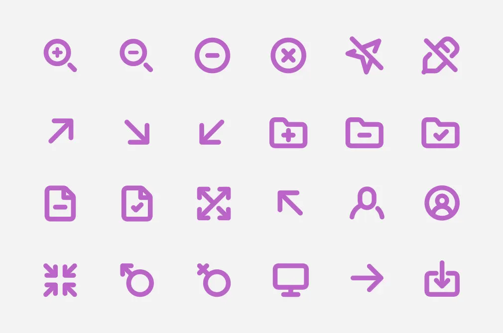 100 Bold Purple Line Icons