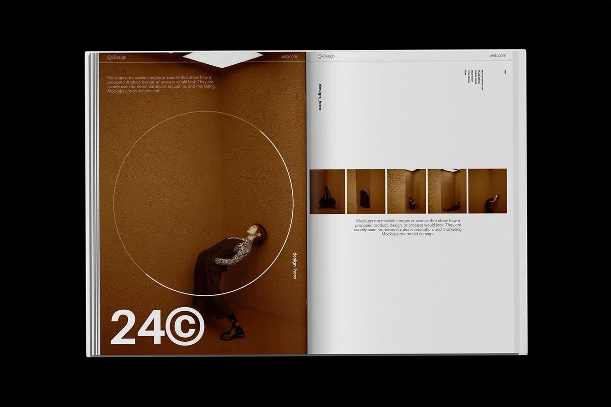 Opened Book Spread Mockup