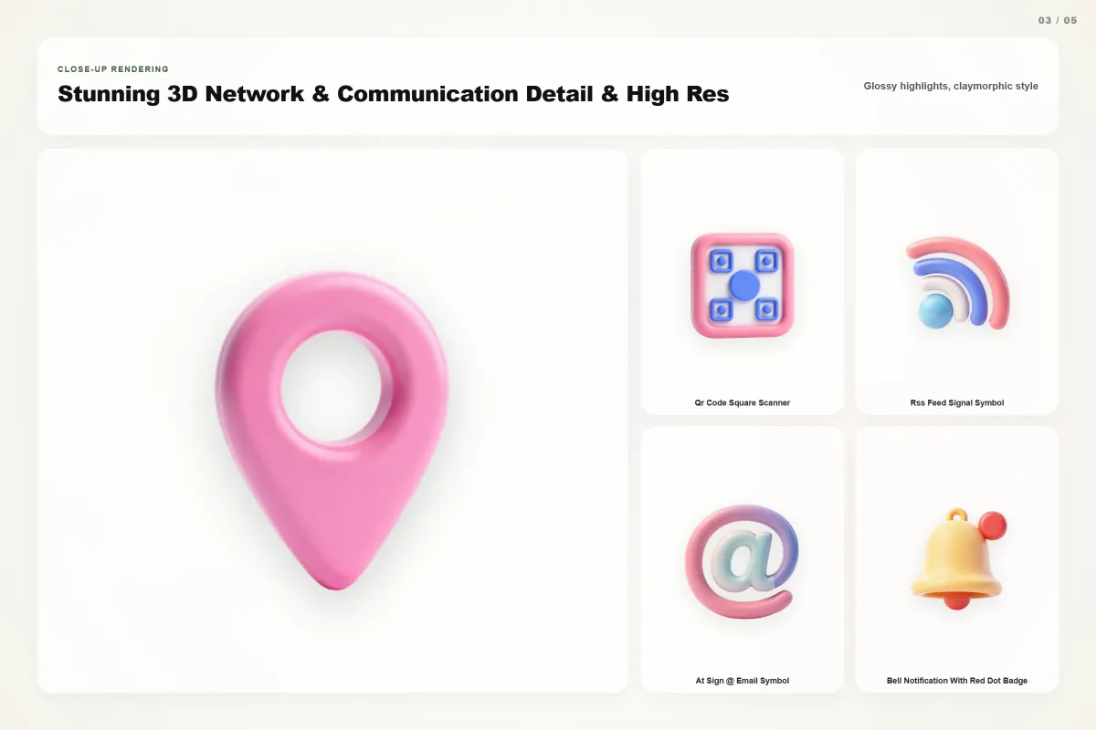 3D Network & Communication Icons