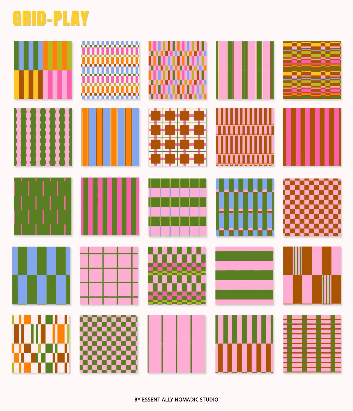 Grid Play -  Stripes & Plaids Seamless Patterns