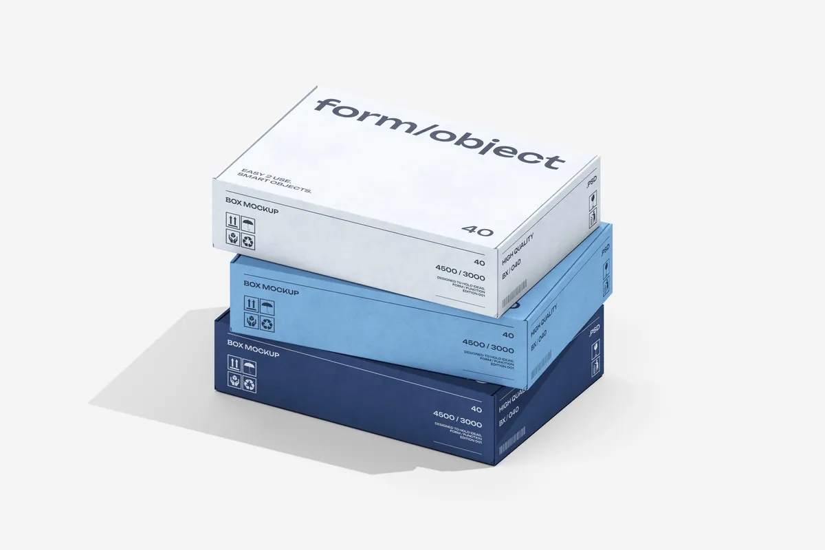 Stacked Shallow Boxes Mockup