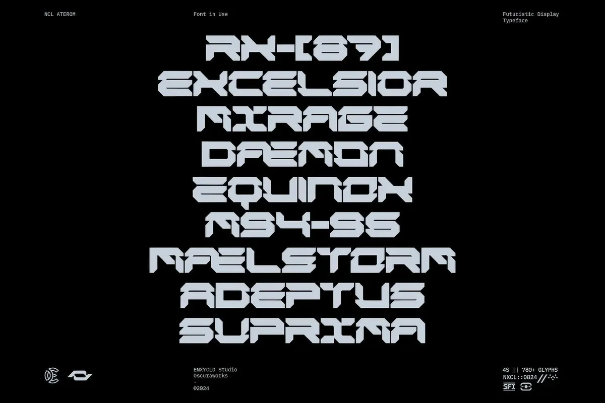 NCL Aterom — Futuristic Mecha Font