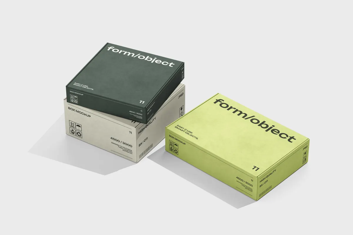Three Rectangular Boxes Mockup