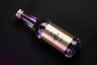 Bottle Label Mockup with Metallic Wrap