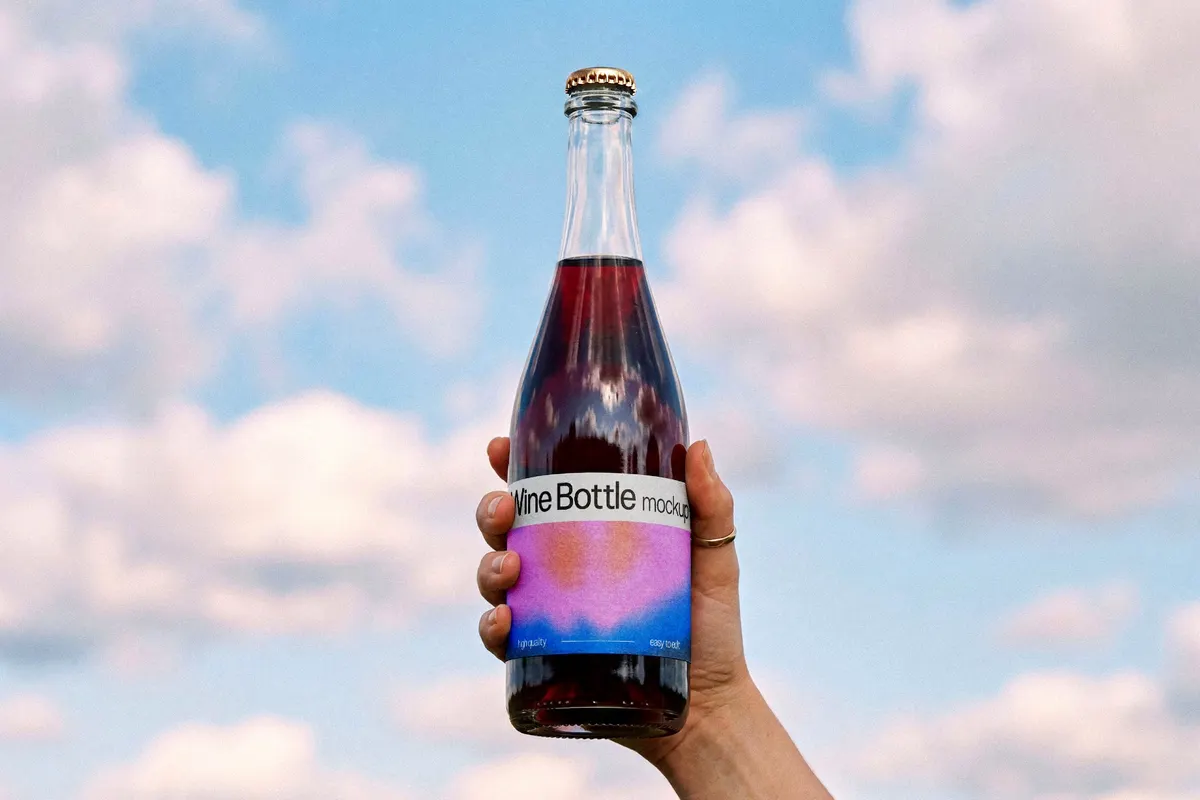 Glass Beverage Bottle Mockup