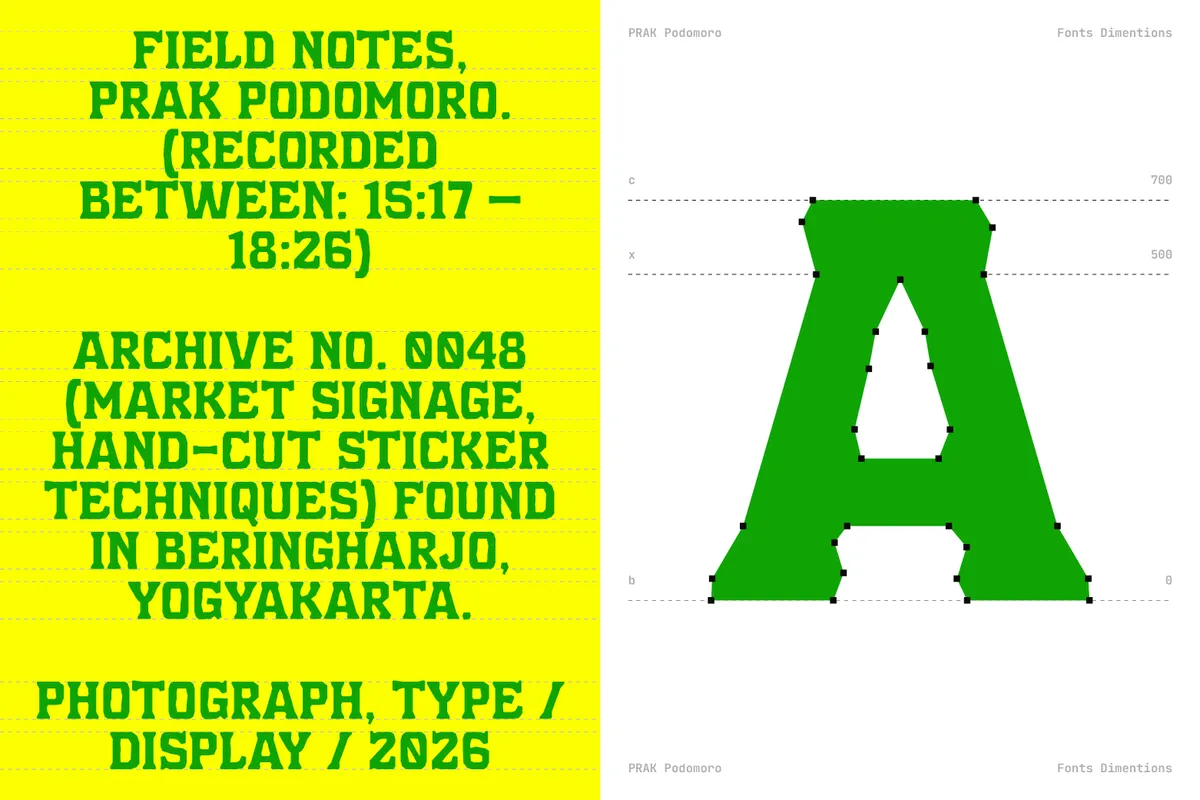 PRAK Podomoro - Hand-Cut Display Font