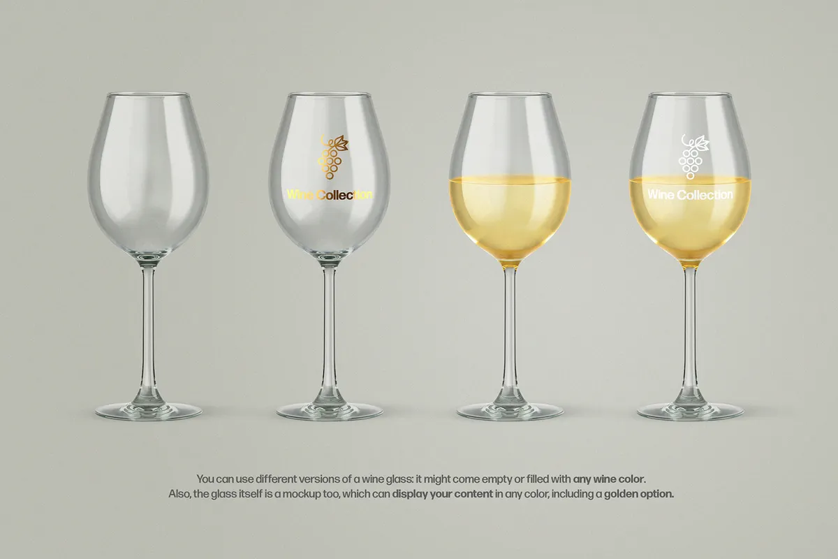 Wine Glass & Bottles Mockup