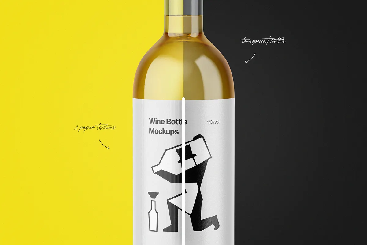 Wine Glass & Bottles Mockup