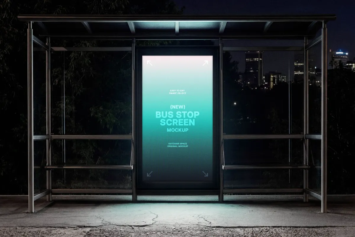 Vertical Bus Stop Screen Mockup