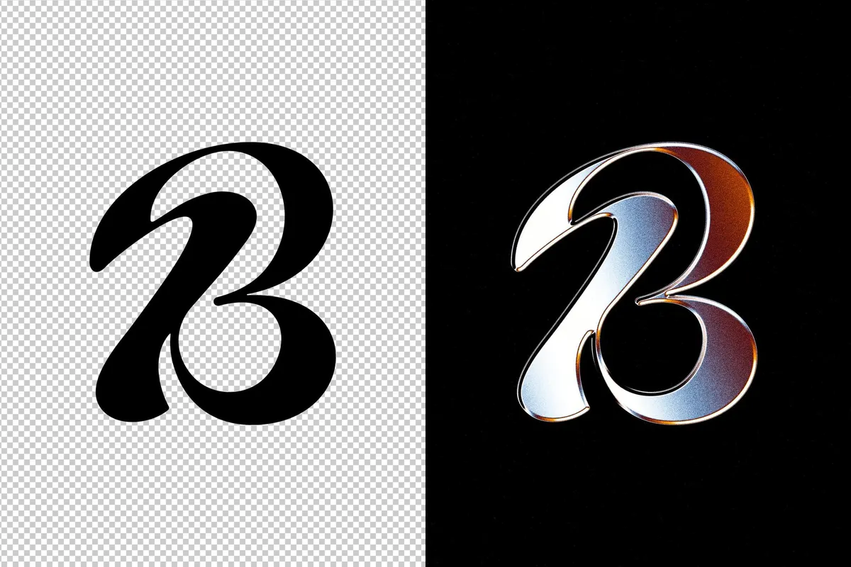 Retro Chrome Text & Logo Effect