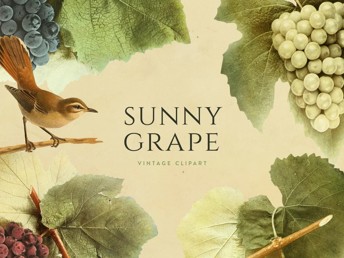 Sunny Grape Vintage Clipart
