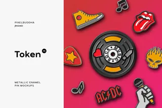 Metallic Enamel Pin Mockups