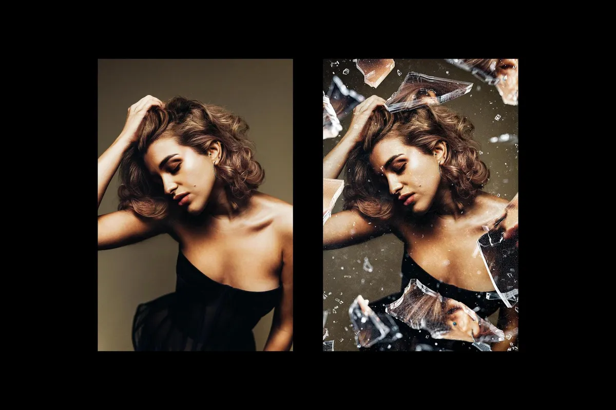 Broken Glass Fragments Poster Effect