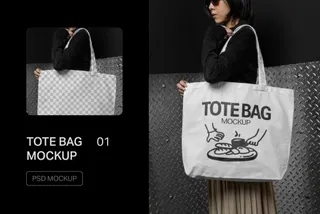 Woman Cotton Tote Bag Mockup