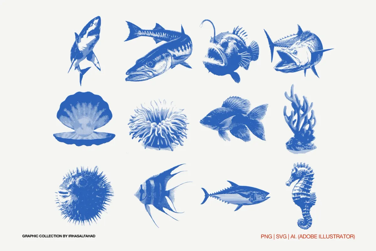 Aquatic Fauna Graphic Collection