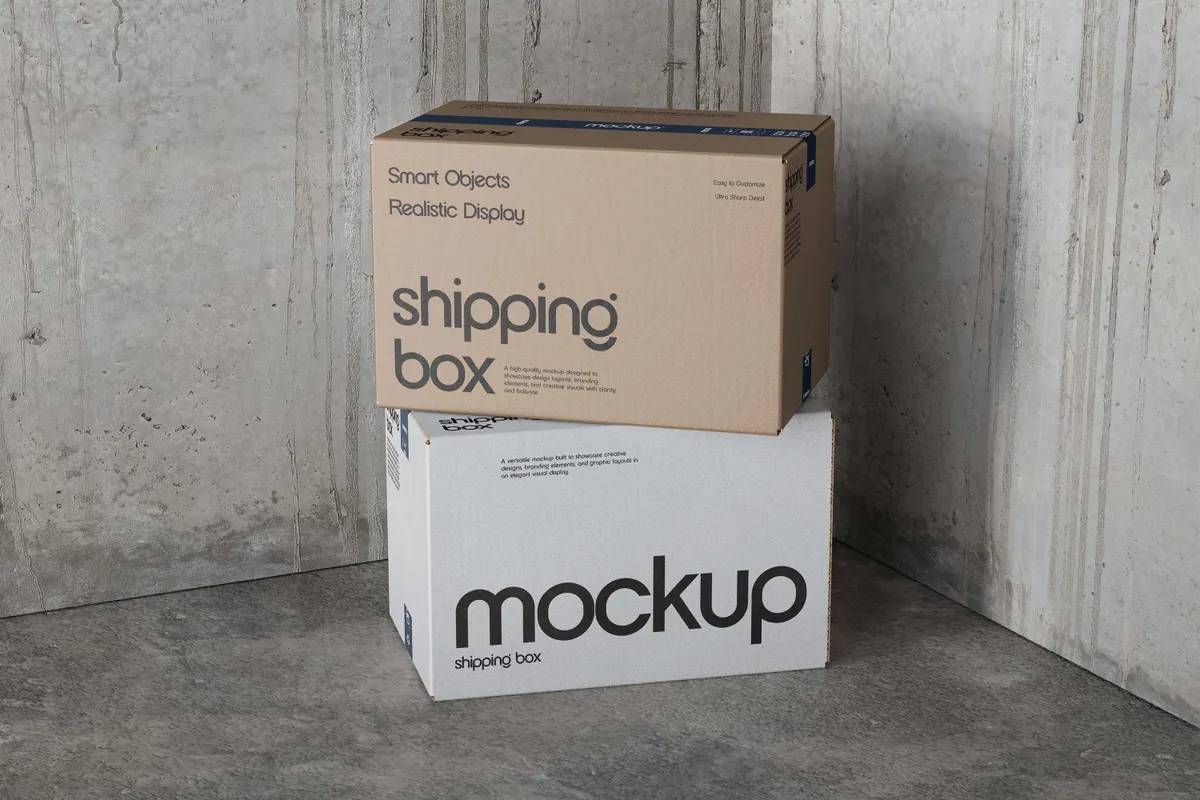 Delivery Cardboard Box Mockup
