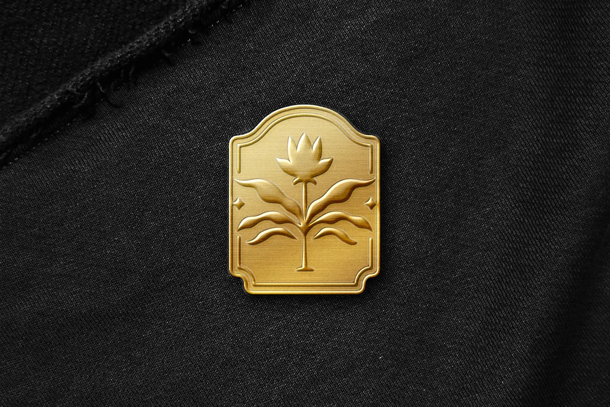 Gold Embossed Pin Logo Mockup