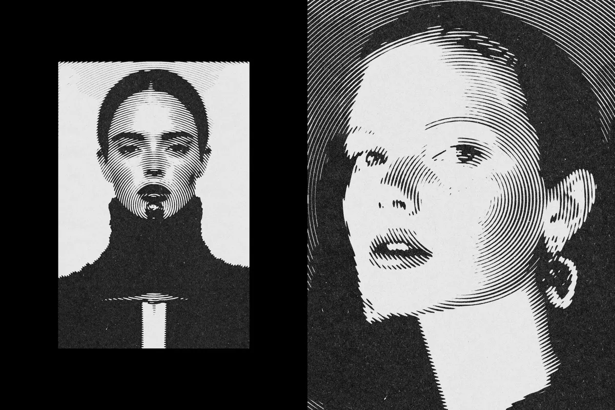 Circular Grunge Halftone Effect