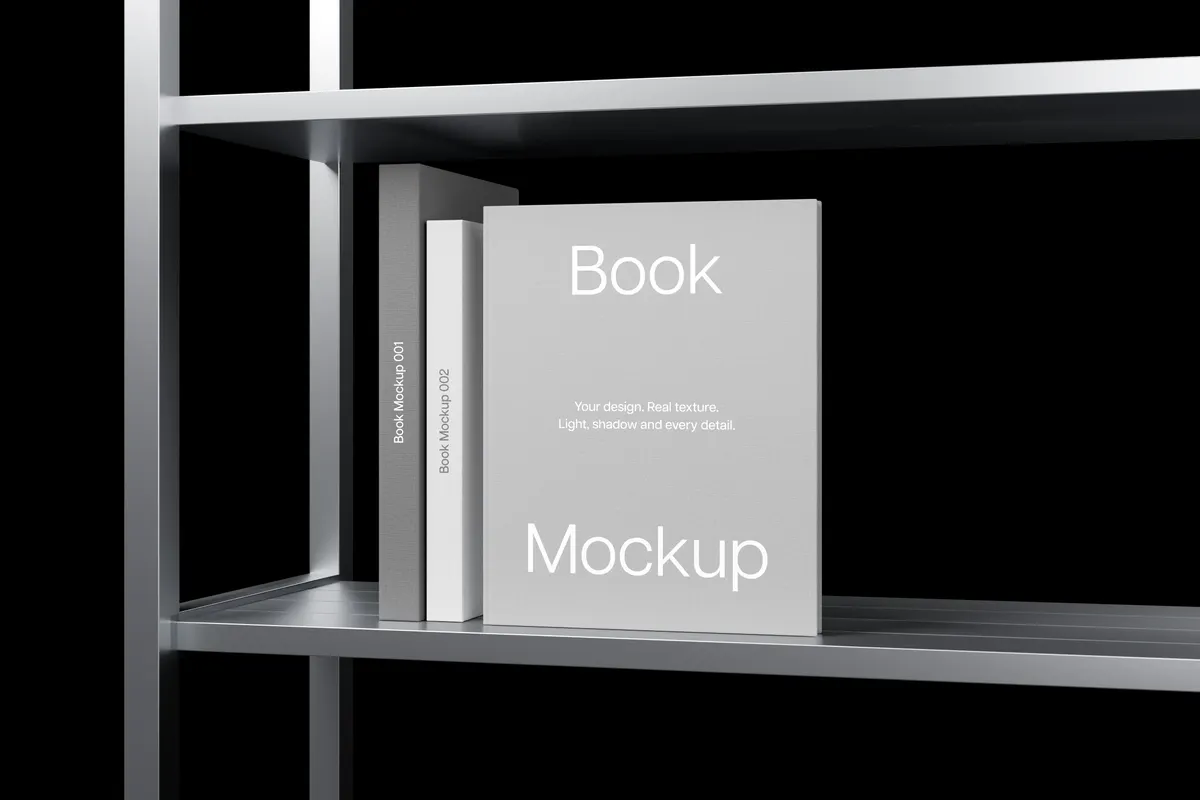 Hardcover Book Mockups on Metal Rack