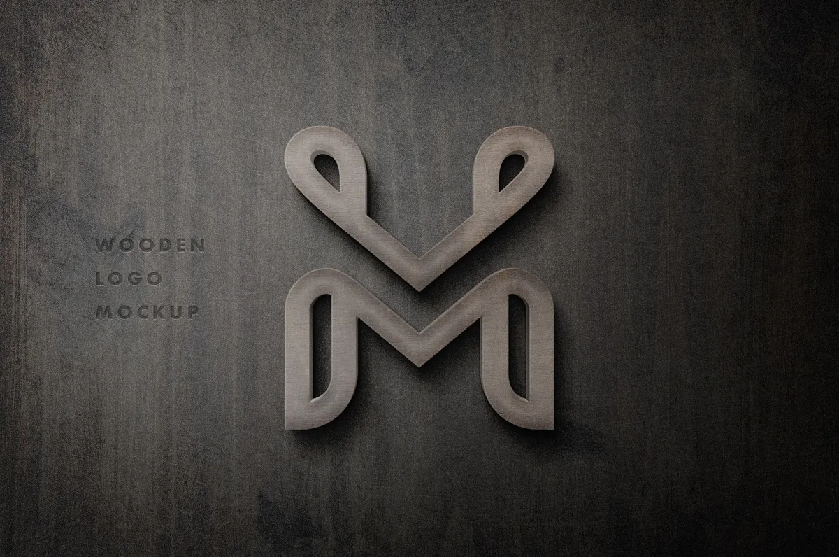 3D Wooden Sign Logo Mockup