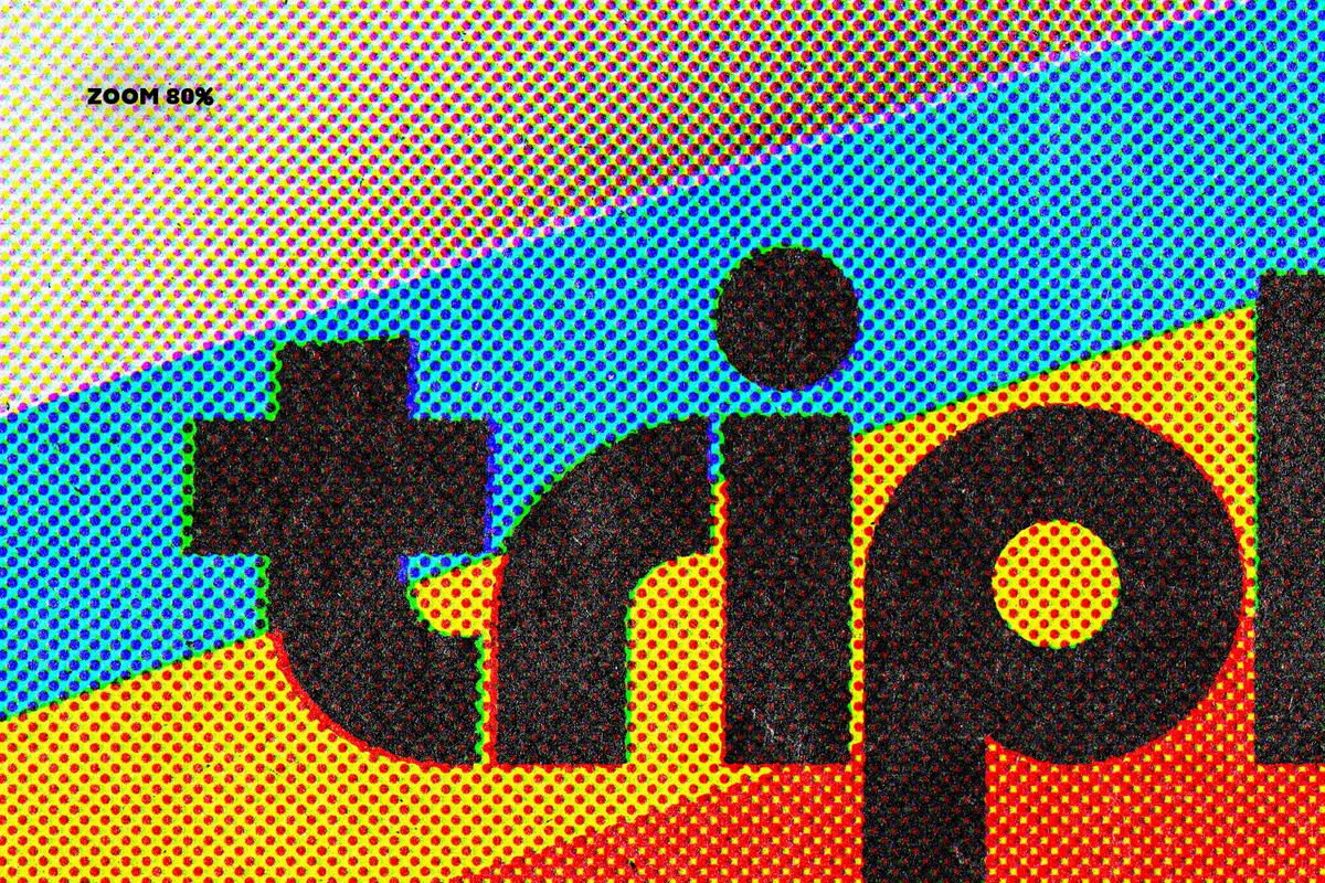 Dots Triple Halftone Text Effect