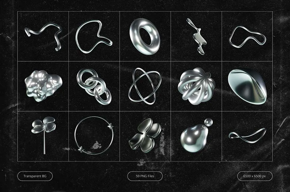 3D Futuristic Chrome Shapes