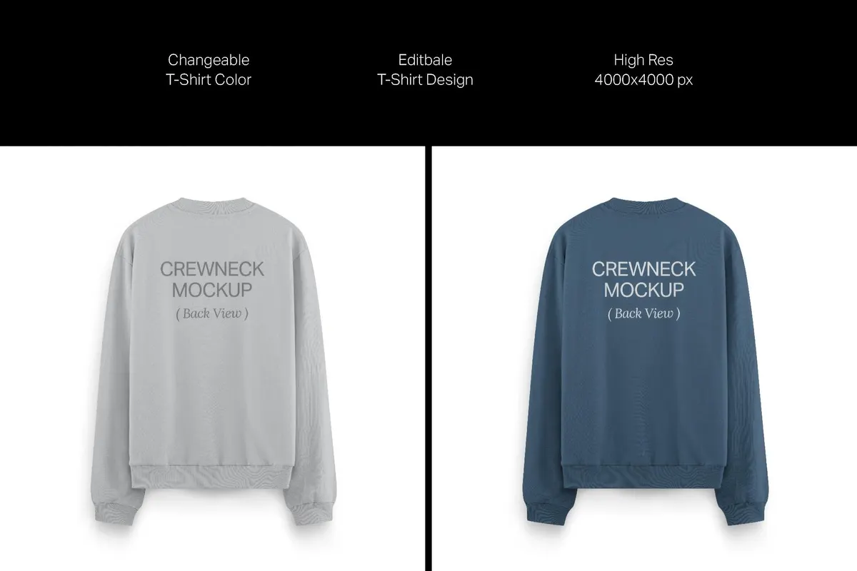 Crewneck Sweatshirt Mockup — Back View