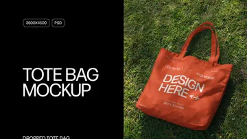 Dropped Tote Bag on Grass Mockup