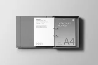 Opened Top View Binder Box Mockup Scene