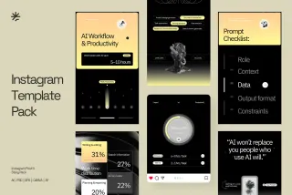 Futuristic AI Influencer Instagram (AI, EPS, PSD)
