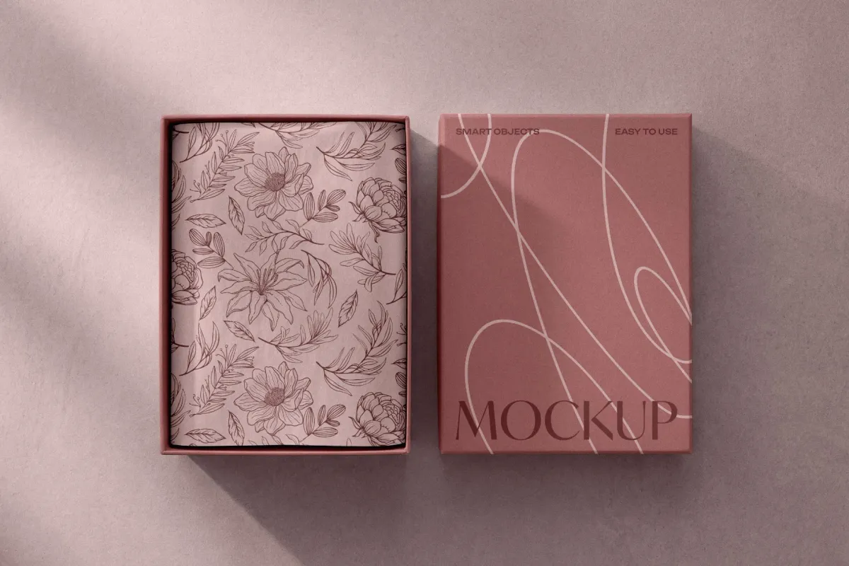 Tissue Paper & Box Packaging Mockup