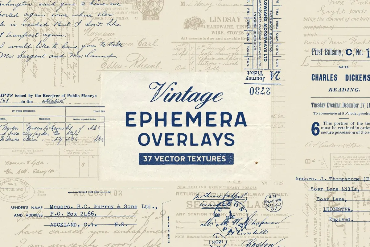 Vintage Ephemera Overlays