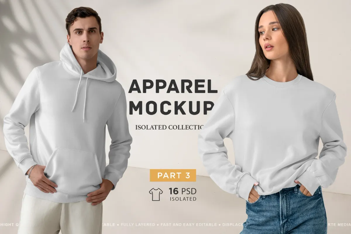 Isolated Apparel Mockups Bundle vol.3