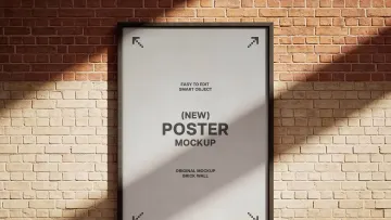 Brick Wall Framed Poster Mockup