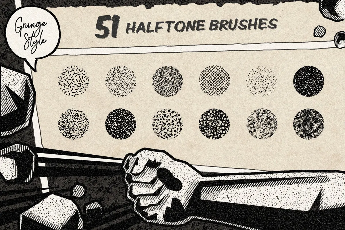 Vintage Comic Book: Halftone Photoshop Brushes