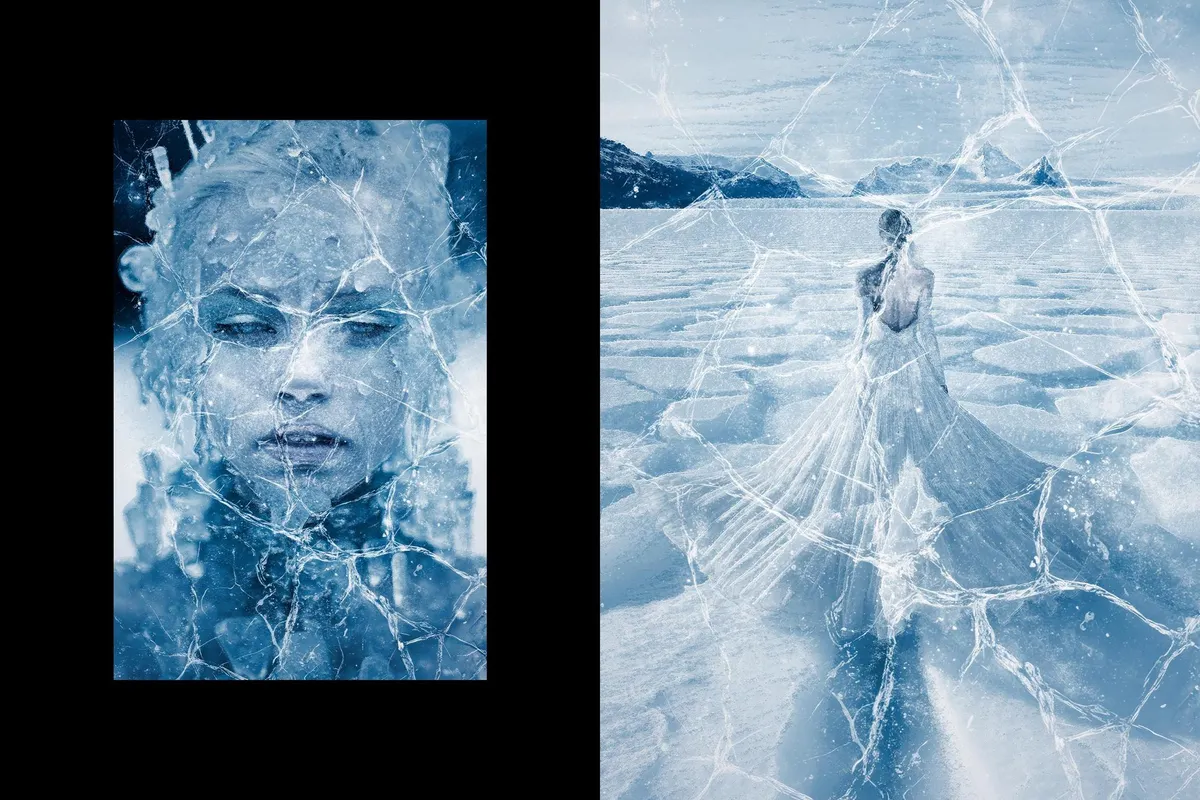 Frozen Cracked Ice Photo Effect
