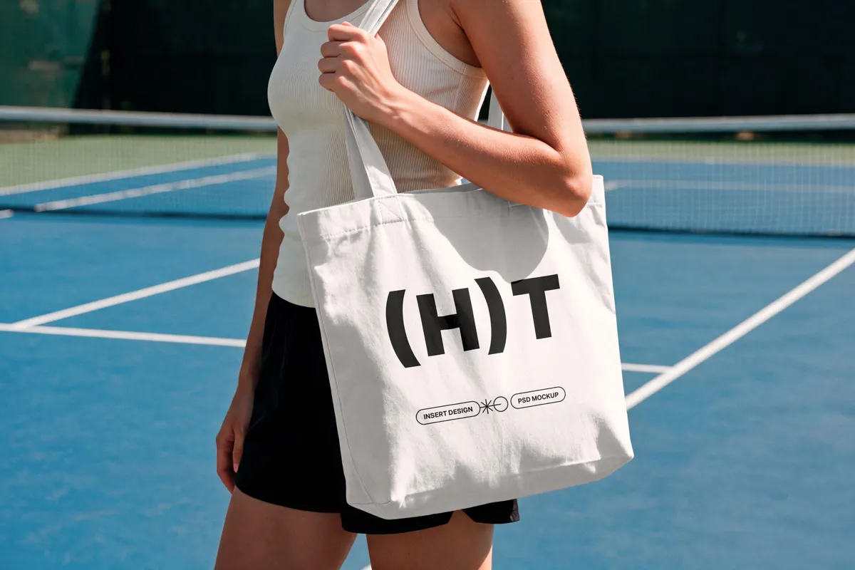 Tennis Court Tote Bag Mockup