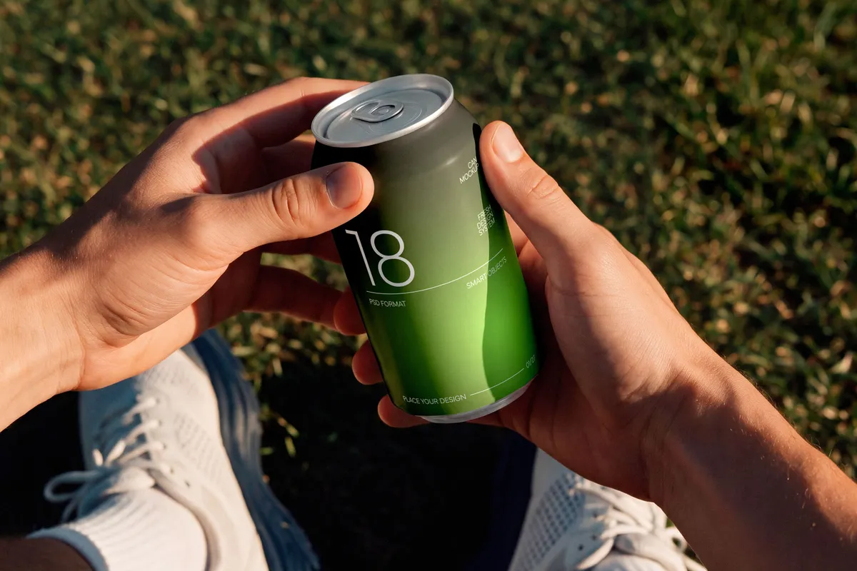 Outdoor Can Mockup in Hands