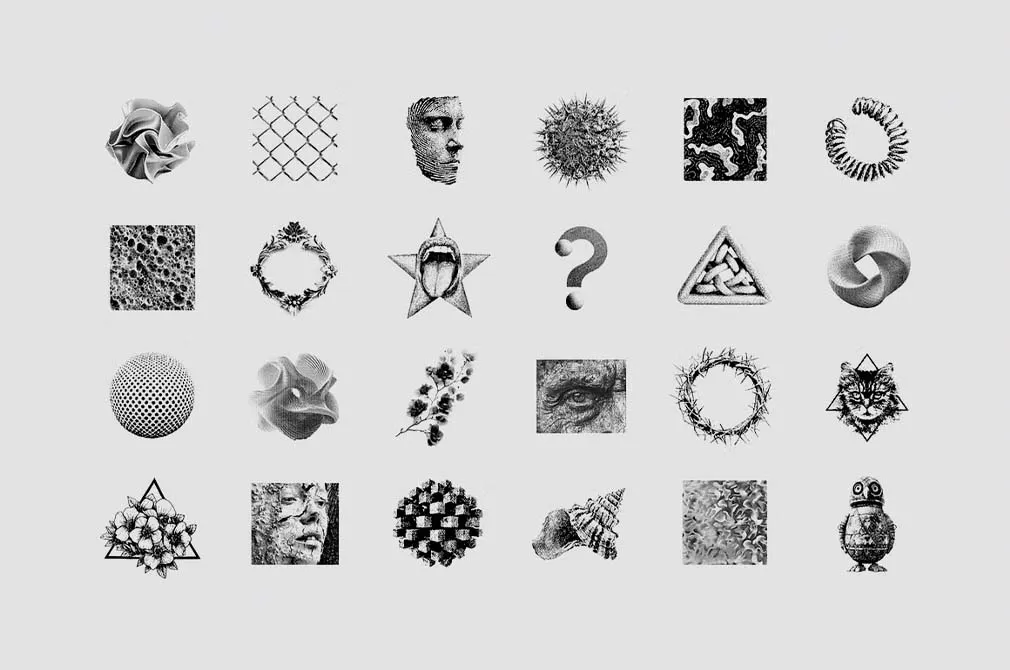 Abstract Dithering Bitmap Shapes