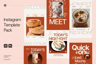 Restaurant & Coffee Instagram Pack Adobe Template